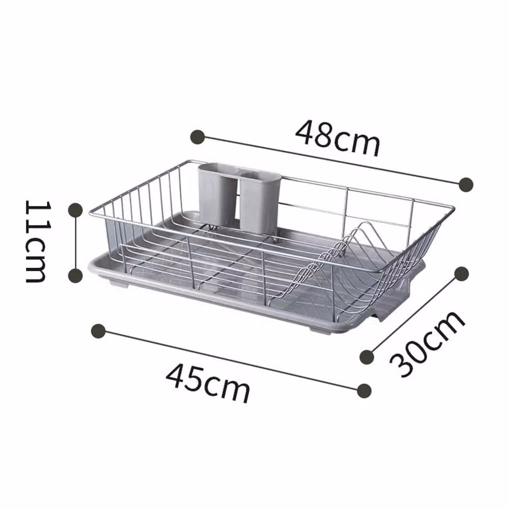 SPETLEK Silver Dish Drying Rack with Drip Tray and Cutlery Holder – 2