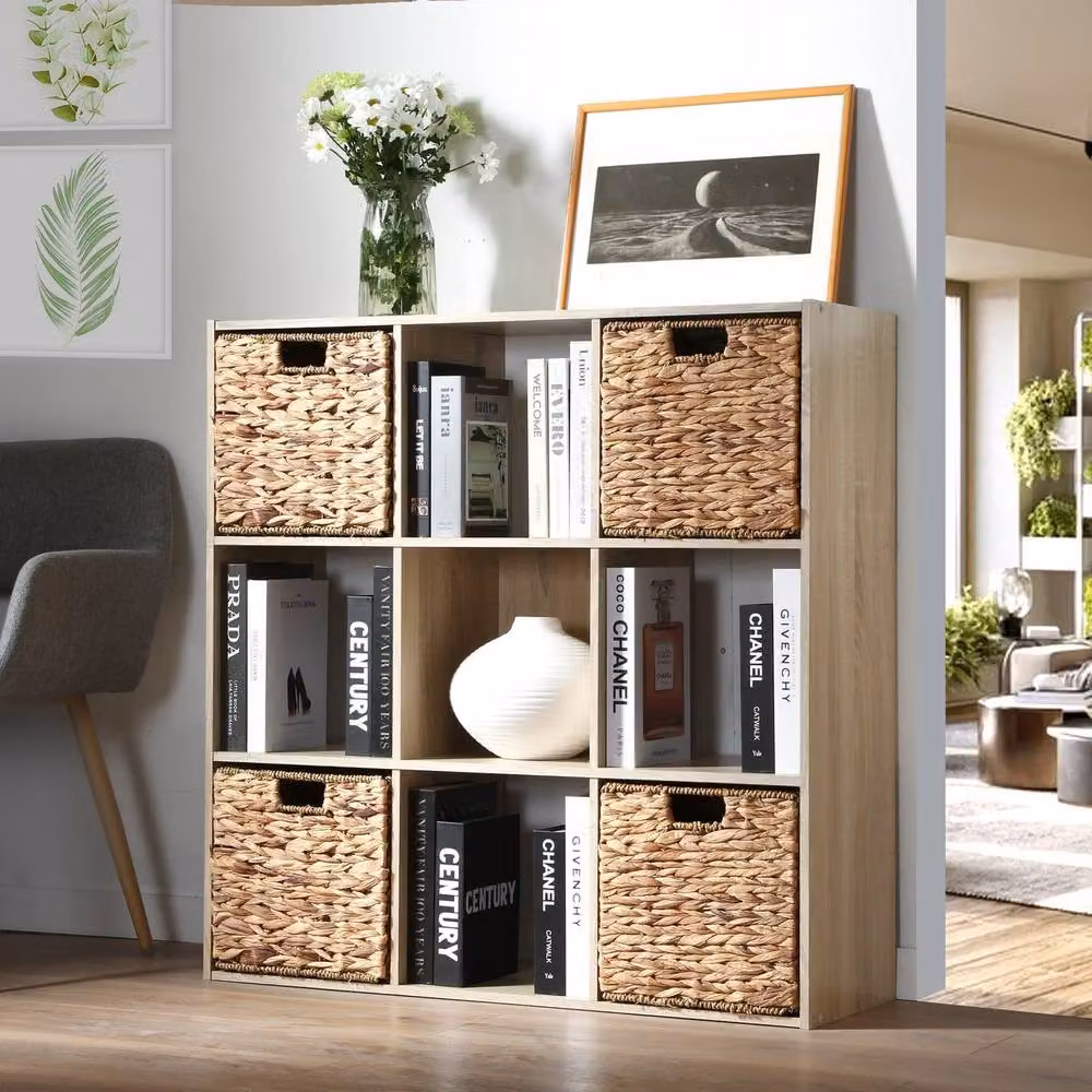 CALICOSY 9-Compartment Modern Storage Shelf in Brown – 2