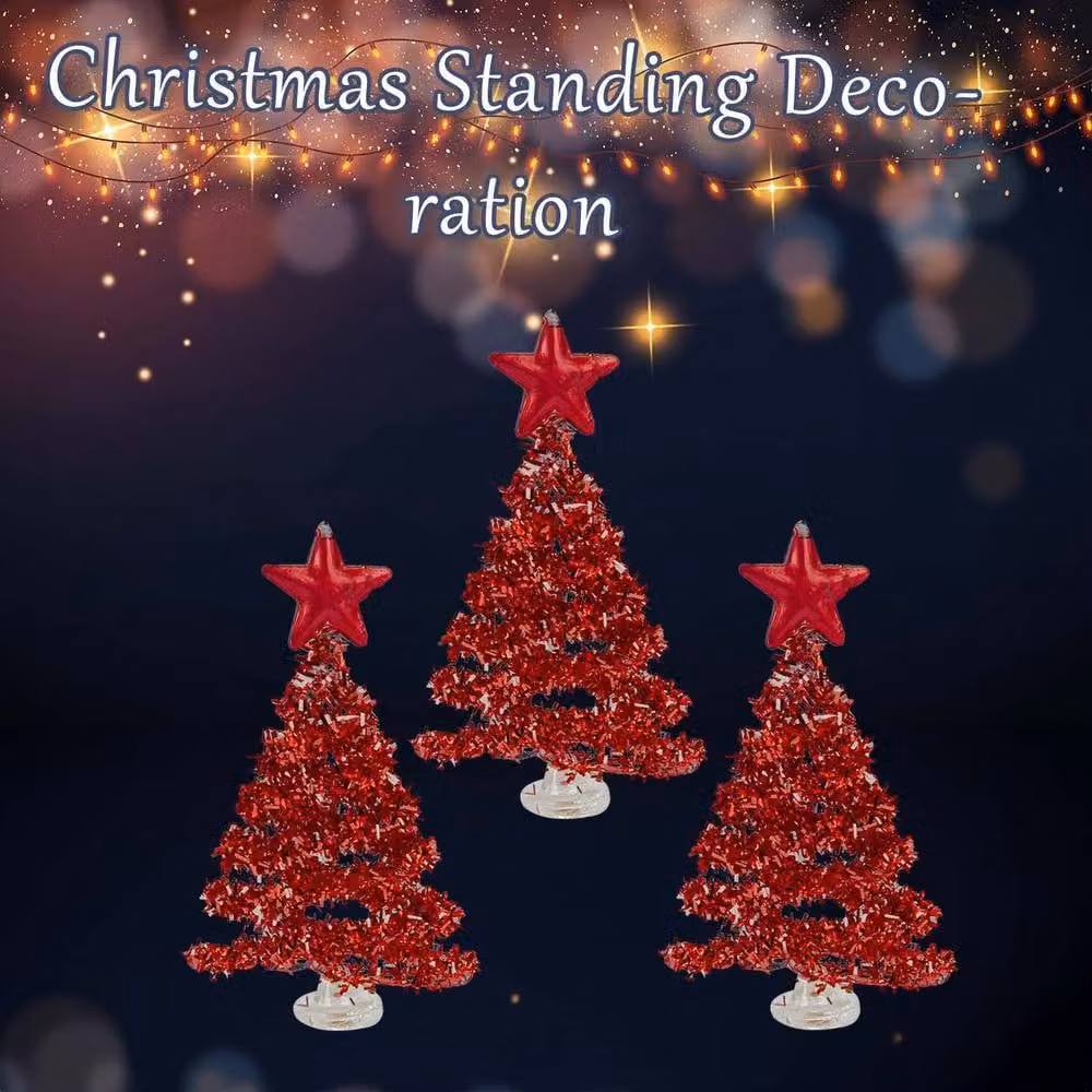 VFM e-Store Red Glass Christmas Tree Tabletop Decoration, H 29 cm x W 15 cm – 3