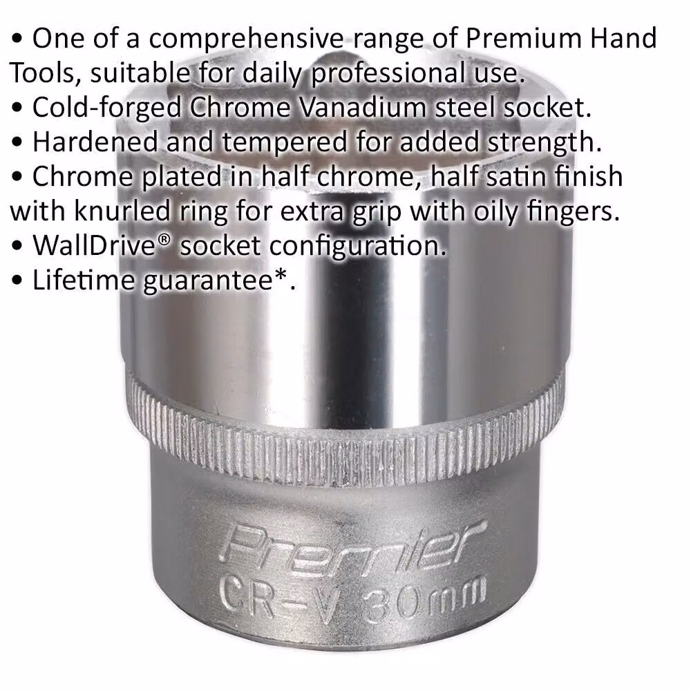 Loops 30mm Steel Drive Socket 1/2 inch Square Drive in Silver Chrome Vanadium – 2