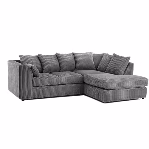 Furnishings For Less UK Luxor 4 Seater Jumbo Cord Corner Sofa, Right Hand Facing, Chocolate Brown – 1