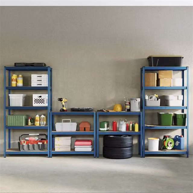 SPETLEK 5 Tier Garage Shelving Storage Set of 3 in Blue