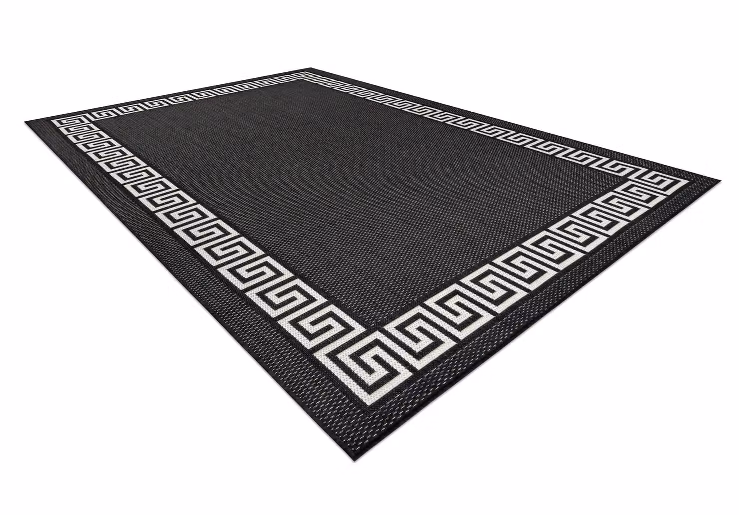 RugsX Black Flat Weave Polypropylene Rectangular Rug, W: 140 cm, L: 200 cm – 2