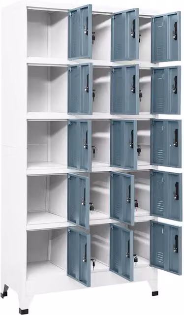 Berkfield Home Steel Locker Cabinet in Light Grey and Dark Grey, W/D/H: 90 x 40 x 180 cm