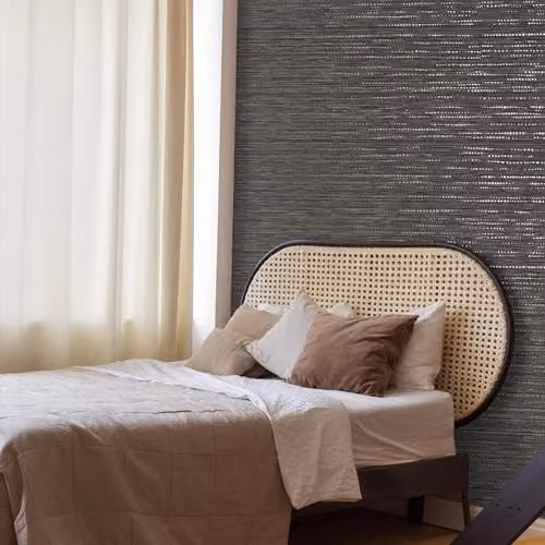 Graham & Brown Boutique Chunky Weave Textured Plain Charcoal Grey Wallpaper – 2