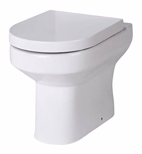 nuie NCH606 Harmony Modern White Ceramic Back To Wall Toilet Pan (No Seat) W: 37.0 cm, D: 41.0 cm, H: 52.0 cm