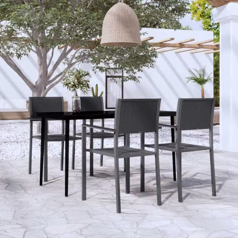 Berkfield Home 5 Piece Modern Garden Dining Set in Black