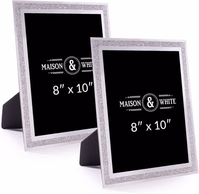 Maison & White Sparkle Glass Photo Frame Set of 2, Silver, W/H: 20.32 x 25.4 cm