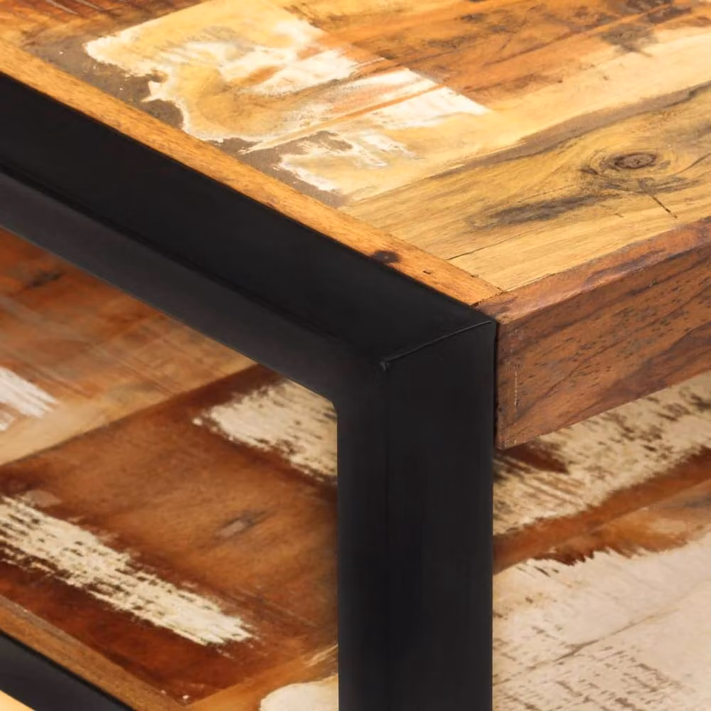 Berkfield Home Rustic Reclaimed Wood Coffee Table in Brown, W/D/H: 120 x 60 x 40 cm – 3