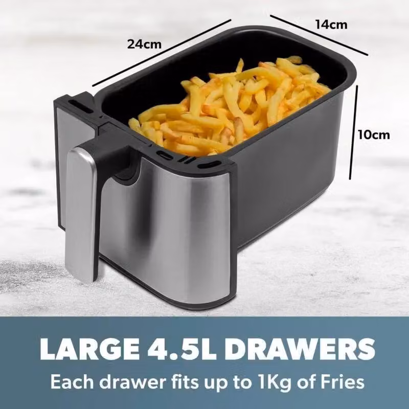 Daewoo 9 Litre Digital Dual Air Fryer Oven with Smart Sync Double Basket in Black – 3