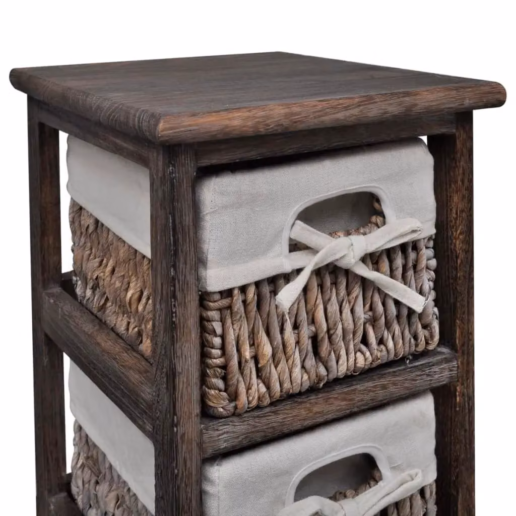 Berkfield Home Wooden Storage Rack with 4 Brown Woven Baskets – 3