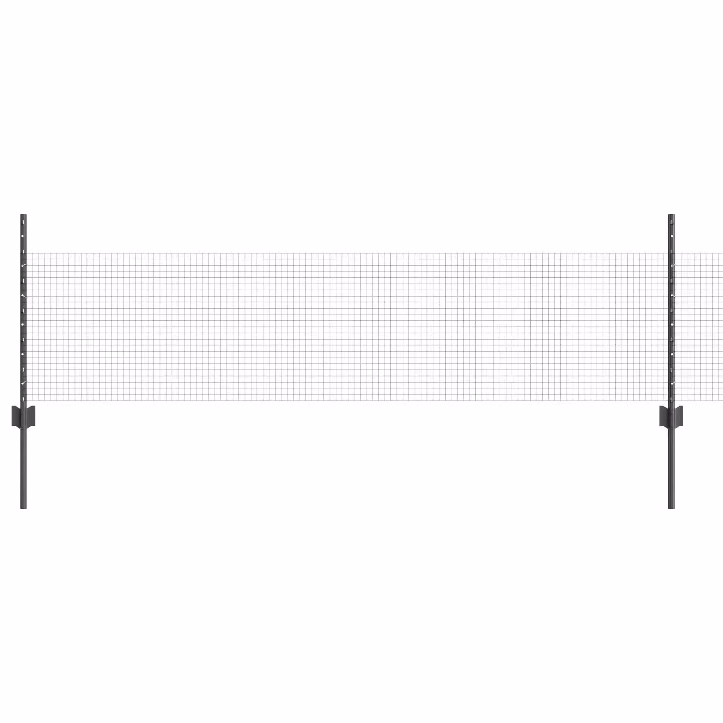 Berkfield Home Grey Powder-Coated Steel Welded Wire Fence with 44 U-Profile In-Ground Posts – 2