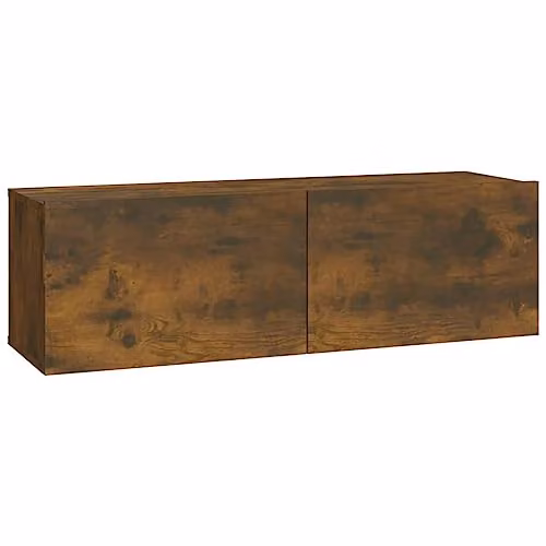 vidaXL Set of 2 Wall Mounted Scandinavian TV Cabinets in Brown Smoked Oak, W/D/H: 100 x 30 x 30 cm – 4