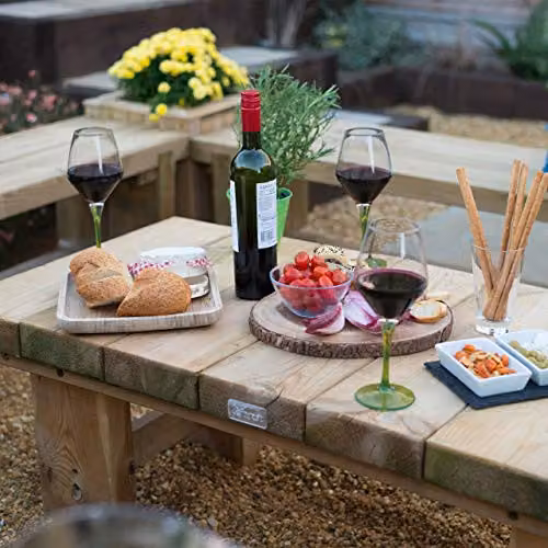 Forest Garden Low Level Sleeper Table, Brown, W/D/H: 120 x 40 x 45 cm – 4