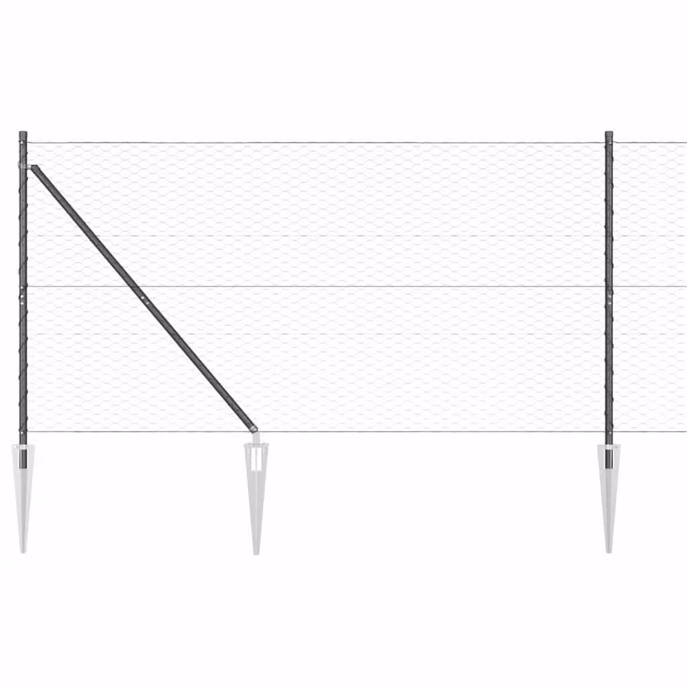 Berkfield Home Grey Steel Hexagon In-Ground Fence, 2 x 50 m – 2