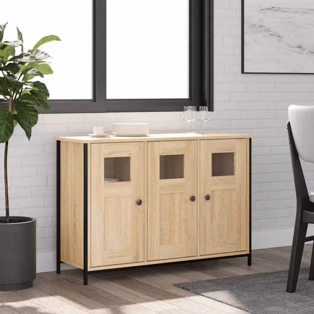 Berkfield Home Sonoma Oak Sideboard in Brown, W/D/H: 100 x 35 x 70 cm – 1