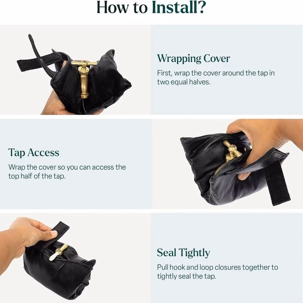 VOGREX Waterproof Tap Cover Frost Protector Outdoor Insulation in Black – 2