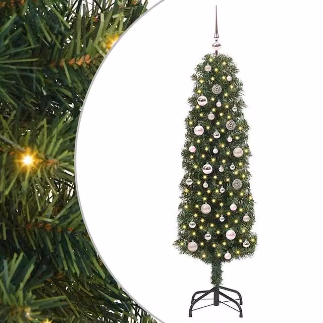 Berkfield Home Artificial Green Christmas Tree with 150 Warm White LEDs and Stand, Height: 150 cm