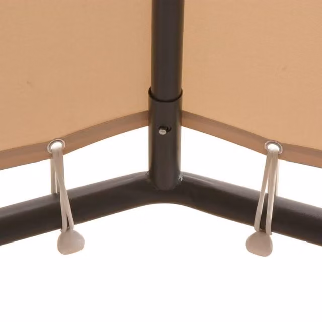 Berkfield Home Gazebo Pavilion Tent Canopy in Beige with Steel Frame, W: 400 cm, D: 400 cm, H: 260 cm – 1