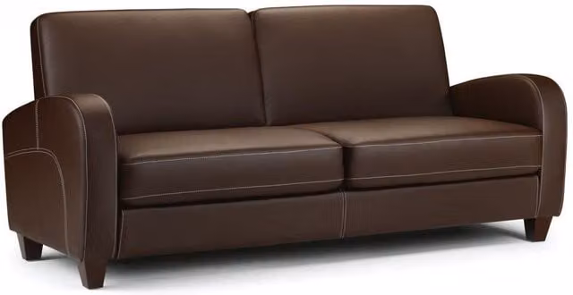 Ashfield Brown Faux Leather 3 Seater Sofa – 1