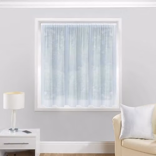 Tyrone Textiles Albany Plain White Net Curtains, Width: 500 cm, Height: 160 cm