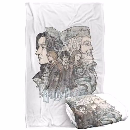 LOGOVISION Harry Potter Sketch Poster Super Soft Fleece Throw Blanket, Multicolour, W: 91.44 cm x L: 147 cm – 1