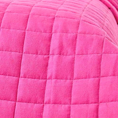 HOMESCAPES Reversible Quilted Cotton Bedspread Throw in Pink, 200 x 200 cm – 2