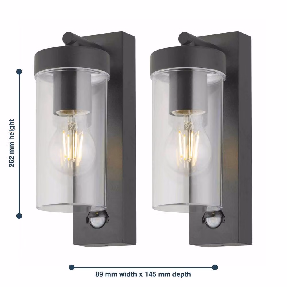 First Choice Lighting Hadron Set of 2 Black Outdoor Motion Sensor IP44 Security Wall Lights – 5