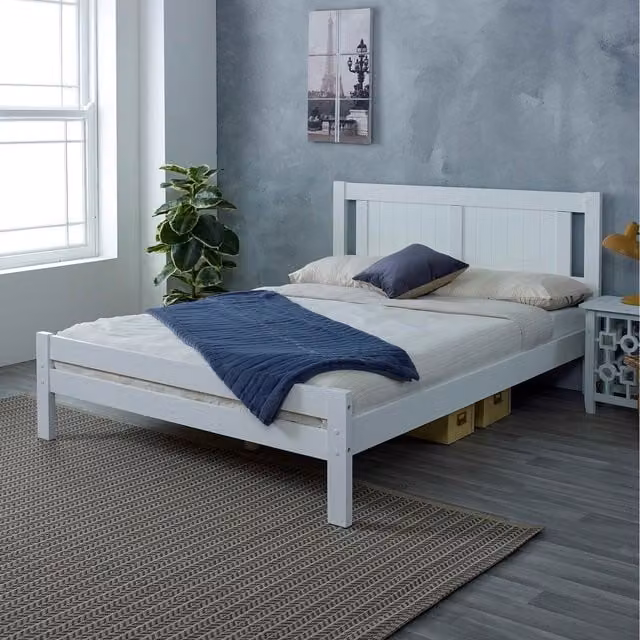 CAPTAINS TM Glory Wooden Slatted Bed Frame in White, W/D/H: 140 x 200 cm