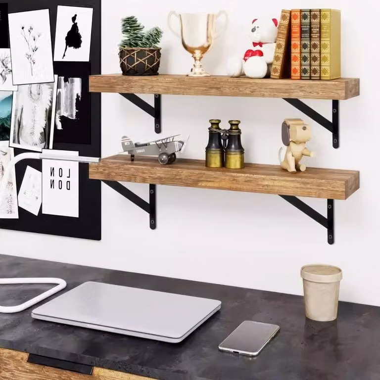 EONLION 10-Pack Matt Black Steel Wall Mounted Shelf Brackets