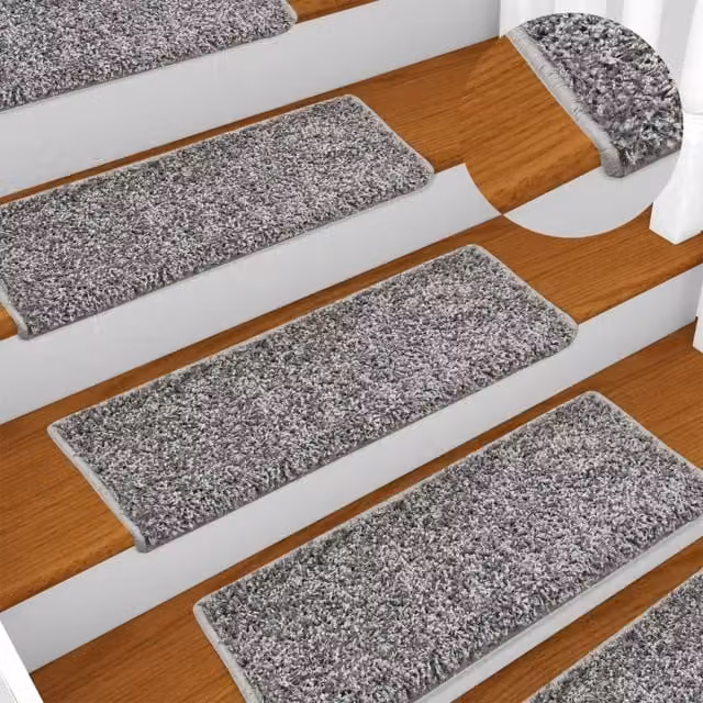 Berkfield Home Self-Adhesive Non-Slip Stair Mats, 10 Pack, Grey, W: 65 cm, D: 21 cm, H: 4 cm – 1