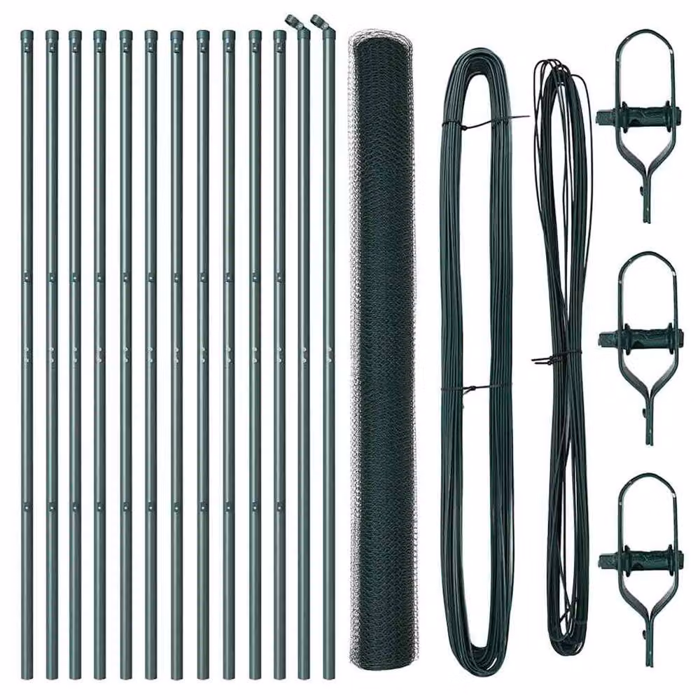 Berkfield Home Green Powder-Coated Metal Fencing Set of 2, W/D/H: 25 x 1.5 m – 3