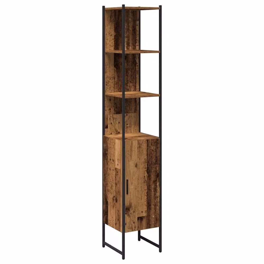 Berkfield Home Five Bathroom Cabinet in Brown Old Wood, W/D/H: 33 x 33 x 185.5 cm – 3