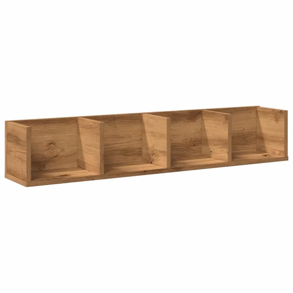 Berkfield Home Artisan Oak CD Wall Shelf, Brown Engineered Wood, W: 100 cm, D: 18 cm, H: 18 cm – 2