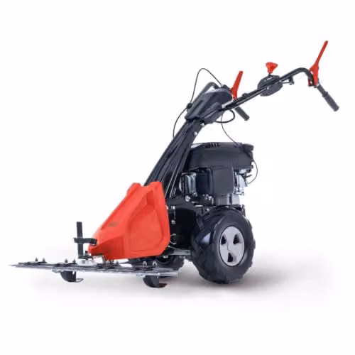Scheppach BMS196-88 Petrol Scythe Mower in Red, 196cc 5.7HP, 88cm Cutting Width, Self-Propelled with Adjustable Handle