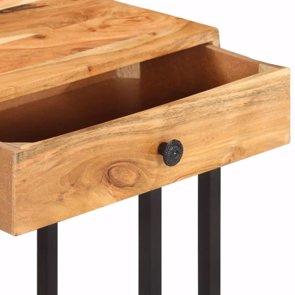 Berkfield Home U-Shaped Side Table in Brown Solid Acacia Wood, W/D/H: 45 x 30 x 61 cm – 5