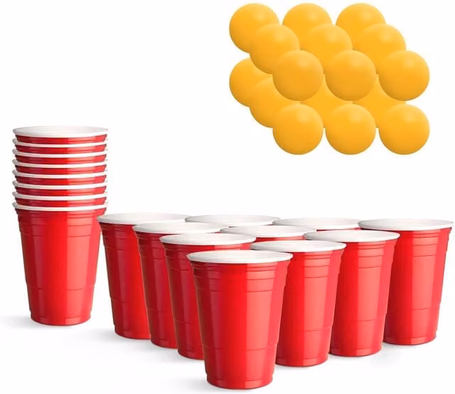 Keplin Red Cup and Ball Drinking Game Set of 36 for Adults