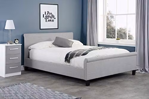 Birlea Stratus Upholstered Lift Up Base Bed Frame in Grey Fabric, W/D/H: 150 x 200 x 91.5 cm – 1