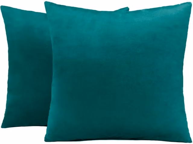 Pack of 2 Sienna Plain Square Velvet Cushion Covers in Petrol Blue, W/D/H: 45 x 45 x 45 cm