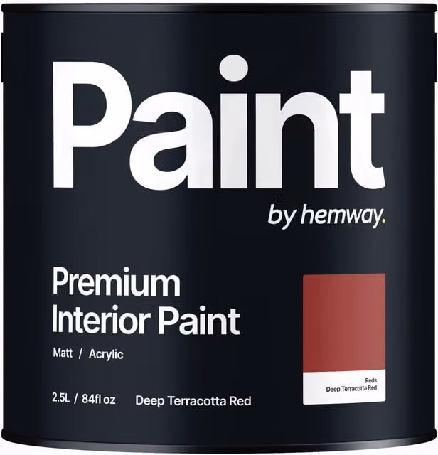 Hemway Matt Acrylic Dispersion Interior Paint, Red, 2.5L