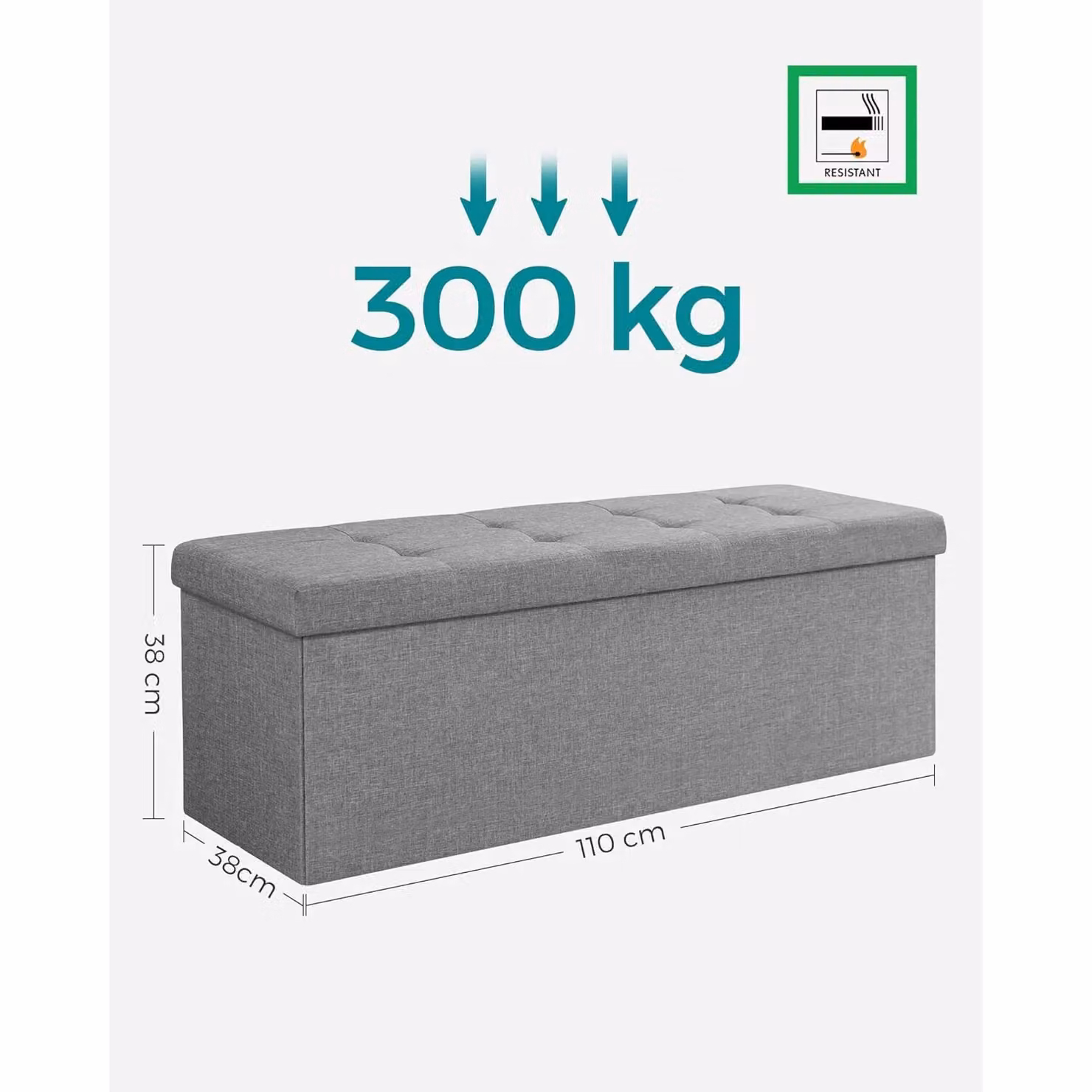 SONGMICS Large Storage Ottoman Bench in Light Grey – 3