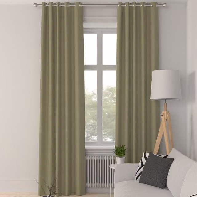 Simply Collection Iowa Silk Essence Made to Measure Blackout Eyelet Curtain Panel in Green