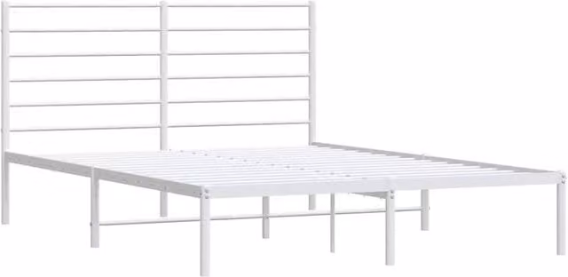 Berkfield Home Metal Bed Frame with Headboard in White, W/D/H: 125 x 125 x 90 cm – 1