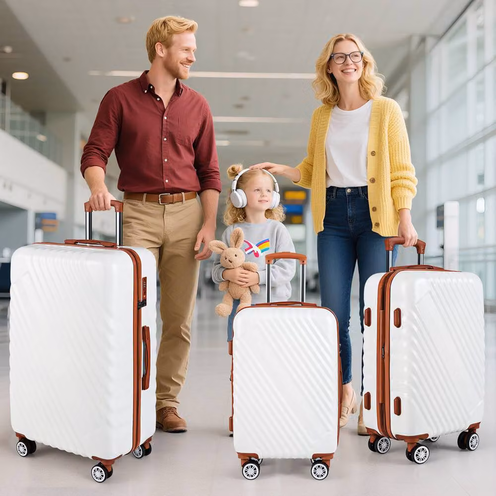 Costway Luggage Set of 3 Suitcases in White – 5