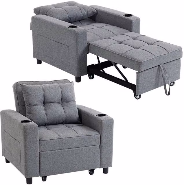 FORGEVIO 3-in-1 Convertible Sofa Bed and Sleeper Chair in Grey – 1