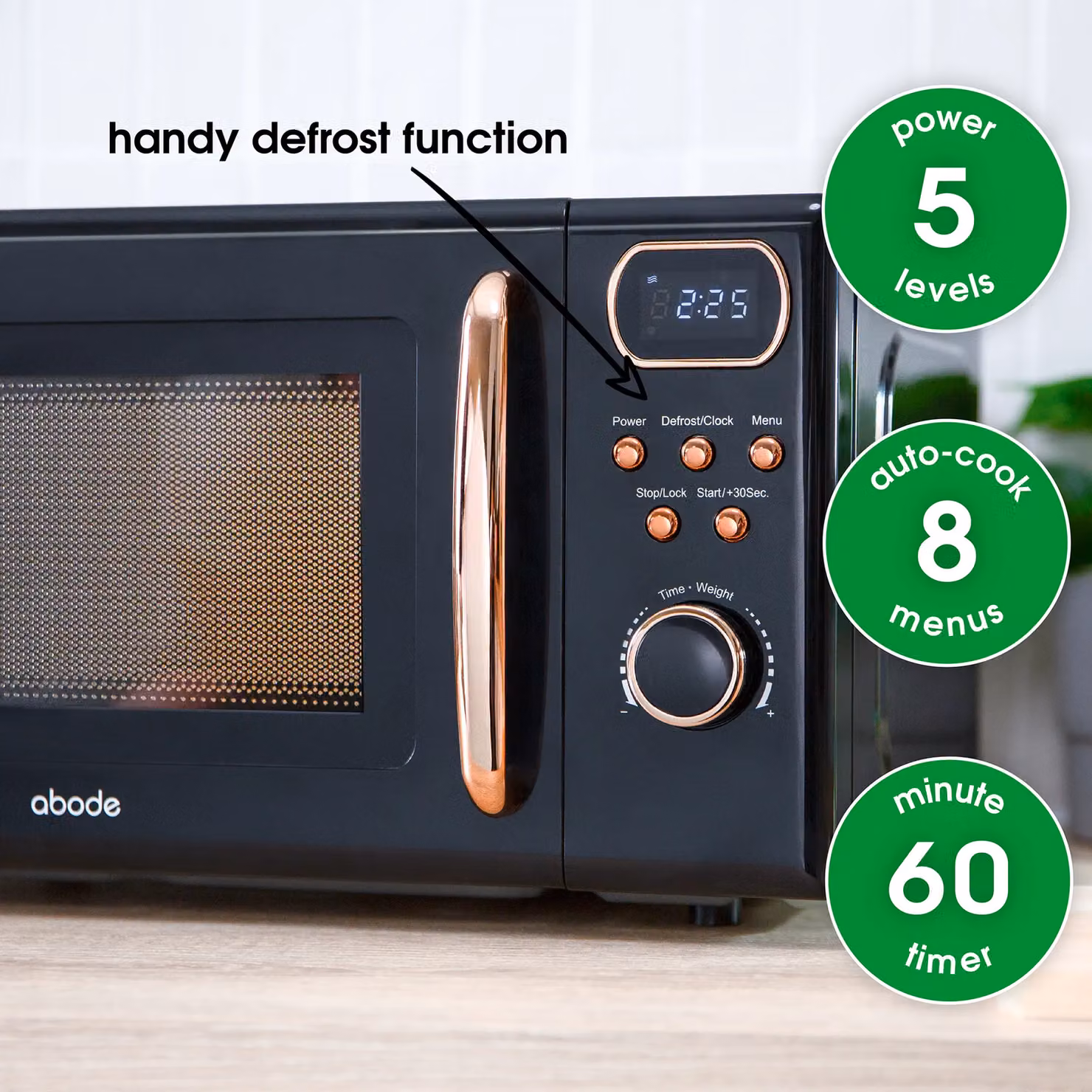 Abode AMD2004 Retro Digital Solo Microwave, 20 Litres, 800W, Black – 4