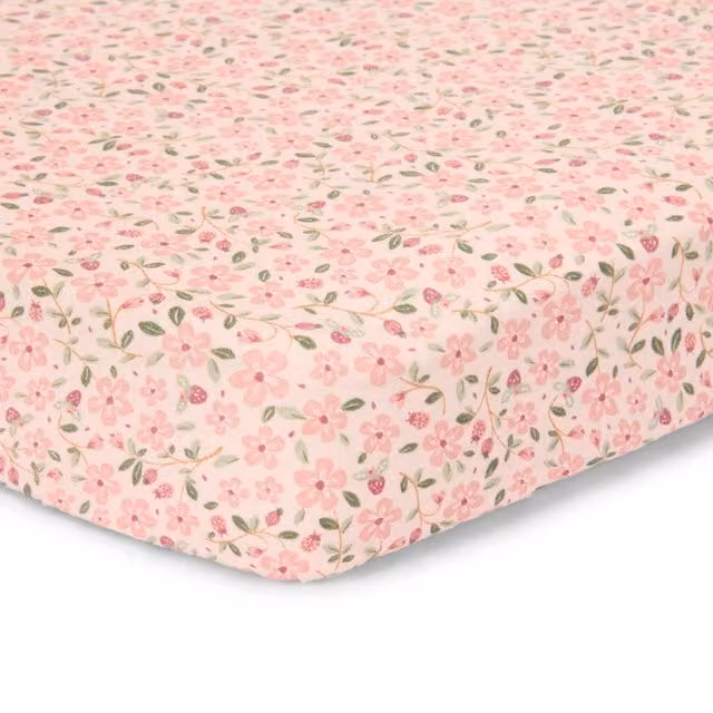 Little Dutch Fairy Floral Pink Organic Cotton Fitted Cot Sheet W/D: 60 x 120 cm