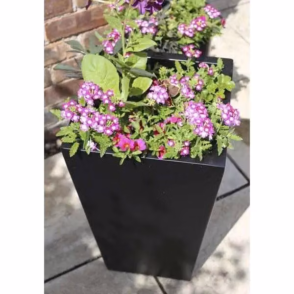 Primrose Tall Flared Square Fibreglass Planter, Black, H 90 cm x W 43 cm – 7