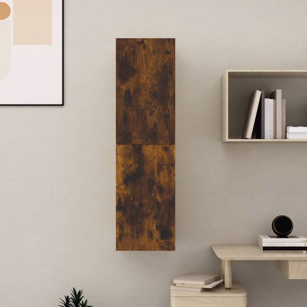Berkfield Home Wall-mounted TV Cabinet in Smoked Oak Brown, W: 30.5 cm, D: 30 cm, H: 110 cm – 3