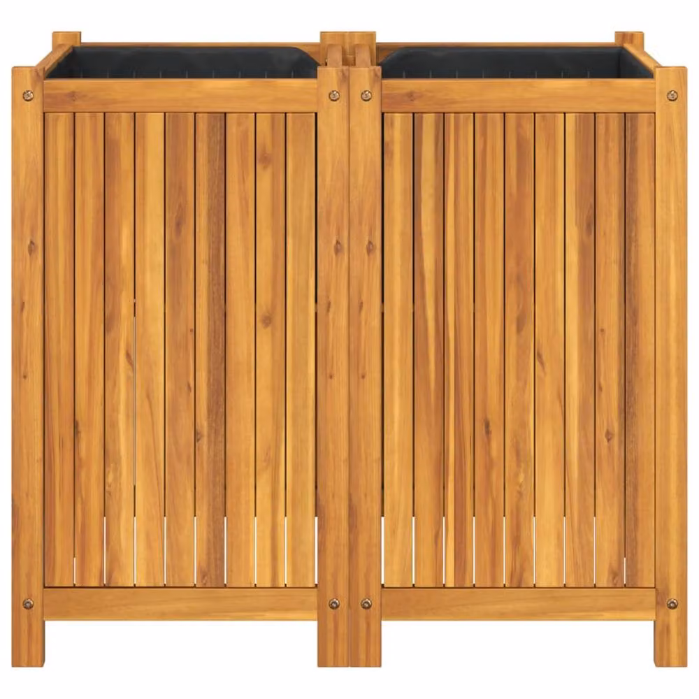 Berkfield Home Beautiful Garden Planter with Liner, Brown Solid Wood Acacia, W: 84 cm, D: 42 cm, H: 75 cm – 2